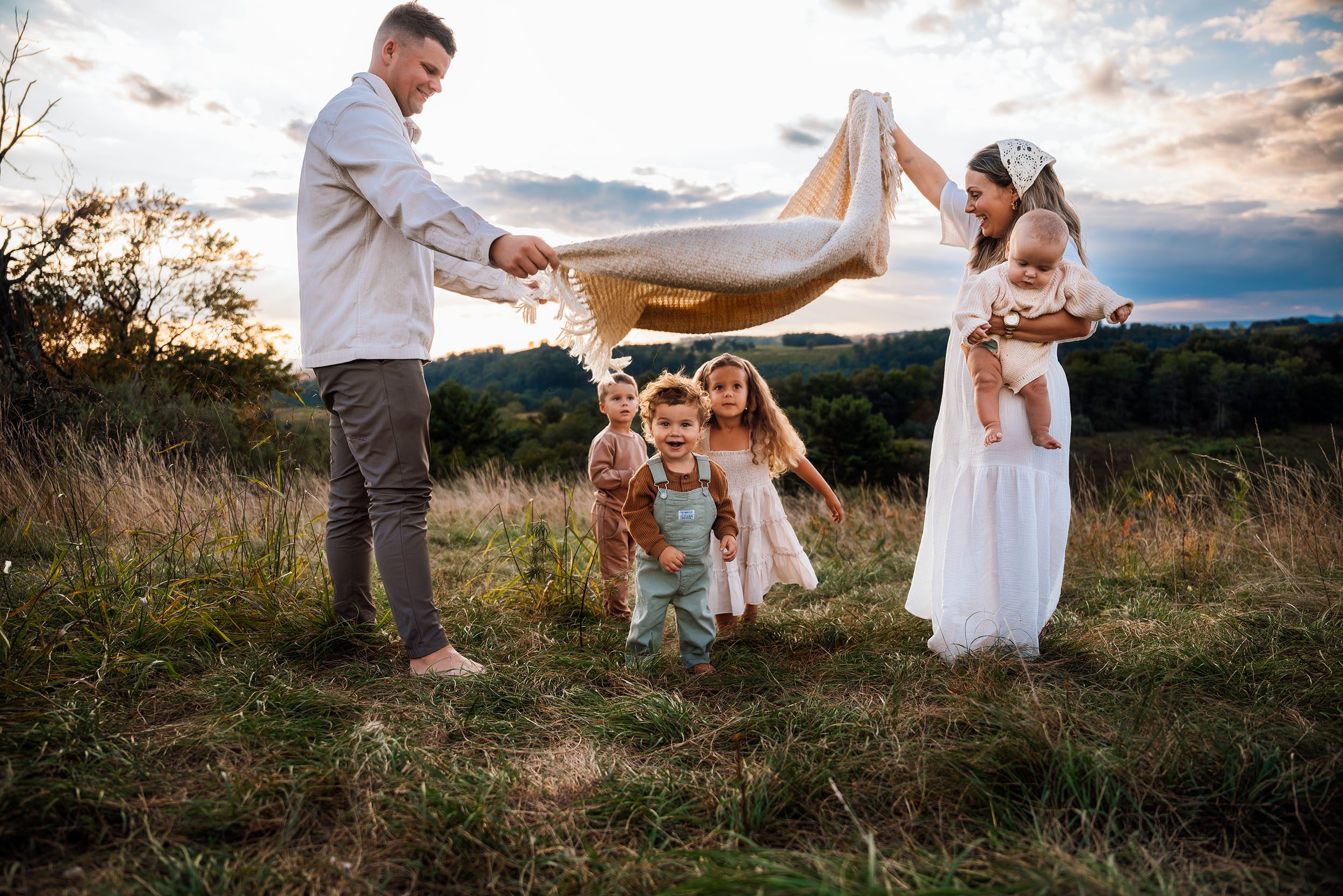 South jersey lifestyle image of kids running through grass