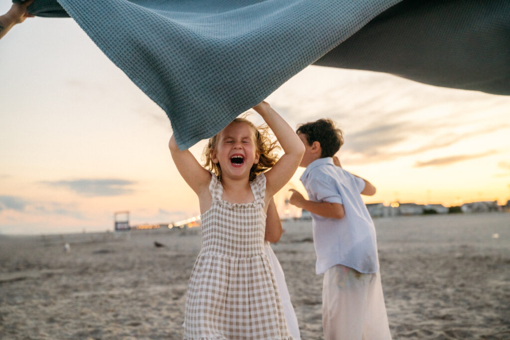 Little girl having fun on South Jersey beach